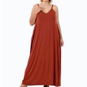 ZENANA Adjustable Spaghetti Strap V-neck Cami Maxi Dress NIP